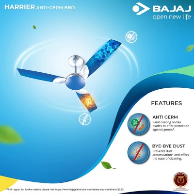 Bajaj Harrier 1200mm Ceiling Fan (Electric Blue)