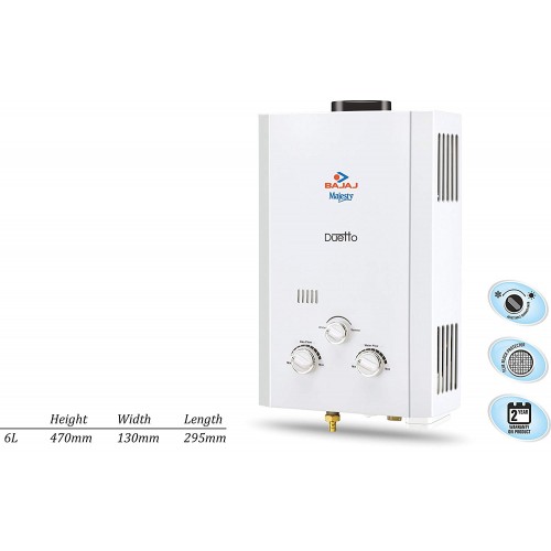 Buy Bajaj Majesty Duetto PNG 6-Litre Water Heater (White) Online at low ...