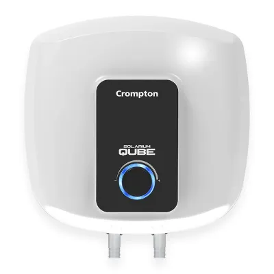 Crompton Solarium Qube 15-Litre 5 Star Rated Storage Water Heater (Geyser) with Free Installation and Connection Pipes (White and Black)