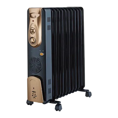 Gauryog Brand - Zanibo ZOH-11 Fin Oil Filled Radiator 2900 Watts Room Heater with Fan (Black, Champagne Gold)