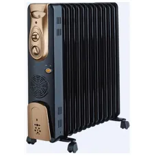 Gauryog Brand - Zanibo ZOH-13 Fin Oil Filled Radiator 2900 Watts Room Heater with Fan (Black, Champagne Gold)