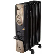 Gauryog Brand - Zanibo ZOH-9 Fin Oil Filled Radiator 2400 Watts Room Heater with Fan (Black, Champagne Gold)