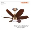 Halonix Hexa 900mm Ceiling Fan with Built-in 6 Colour LED Light and Remote (Antique Copper, 36 Inch)