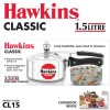 Hawkins Classic Aluminium Pressure Cooker, 1.5 Litres, Silver (CL15)