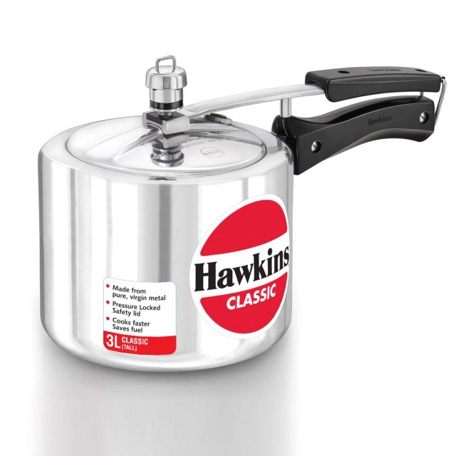 Hawkins Classic Pressure Cooker (Tall), 3 Litre, Silver (CL3T)