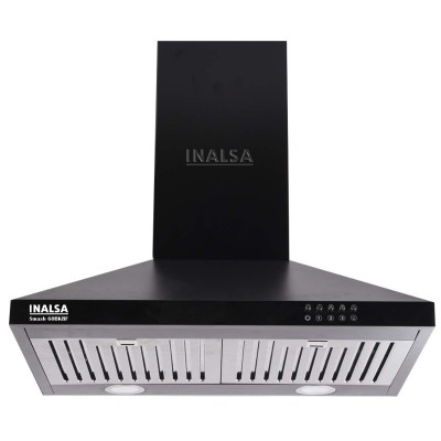 Inalsa Smash 60BKBF 1150m3/hr Kitchen Chimney with Stainless Steel Baffle Filters, Push Button Control, (Black)