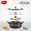 Pigeon By Stovekraft All-In-One Hard Anodized Super Cooker Set, 5 Ltrs, 4-Pieces, Black.