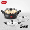 Pigeon By Stovekraft All-In-One Hard Anodized Super Cooker Set, 5 Ltrs, 4-Pieces, Black.