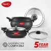 Pigeon by Stovekraft All in One Value Pack Hard Anodized Cooker Set, 5-Pieces, Black