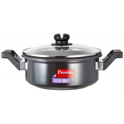 Prestige Clip On Hard Anodised Aluminium Pressure Cookware, 3 Litres, Charcoal Black