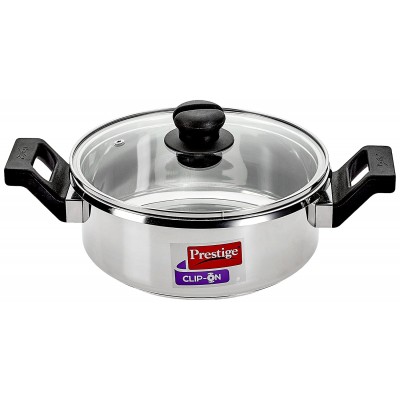 Prestige Clip-On Stainless Steel Cookware with Glass Lid, 3 litres