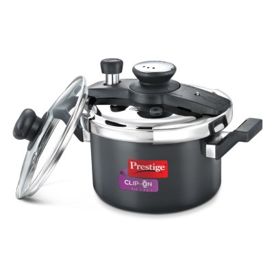 Prestige Clip-on Mini Hard Anodised Aluminium Pressure Cooker with Lid, 2 Litre