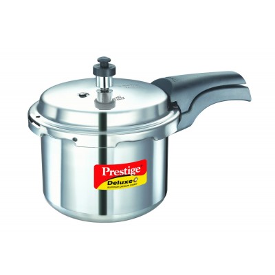 Prestige Deluxe Plus Induction Base Aluminium Pressure Cooker, 3 Litres, Silver