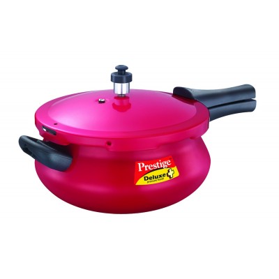 Prestige Deluxe Plus Mini Induction Base Aluminium Pressure Handi, 3.3 Litres, Flame Red