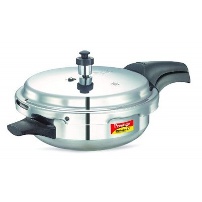 Prestige Deluxe Plus Junior Pan Induction Base Aluminium Pressure Cooker, 3.1 Litres, Silver