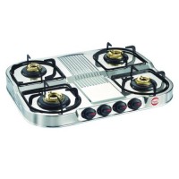 Prestige Royale DGS 04 Stainless Steel 4 Burner Gas Stove, Metallic Silver