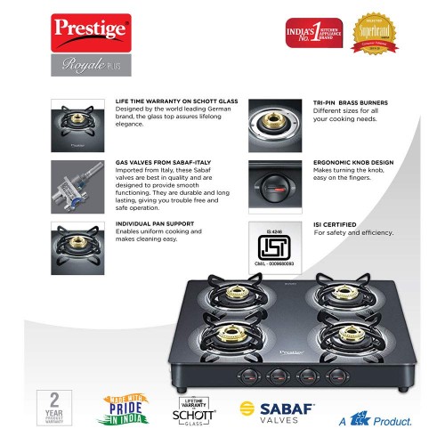 prestige royale plus 4 burner gas stove