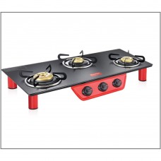 Prestige Breeze GTB 03 Glass Top 3 Burner Gas Stove (Red/ Black)