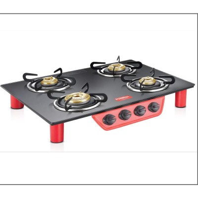 Prestige Breeze GTB 04 Glass Top 4 Burner Gas Stove (Red/ Black)