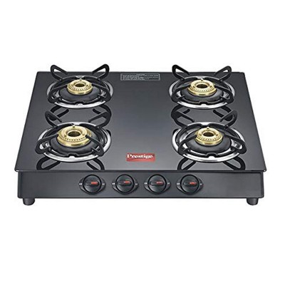 Prestige Marvel Plus GTM 04 Plus 4 burner Glass top (Manual, Black)