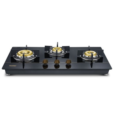 Prestige Gold PHTG - 3 Hobtop 3 Burner Glass Gas Stoves (Black) 