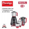 Prestige Regal 750W Mixer Grinder, 3 Stainless Steel Jar + 1 Juicer Jar