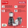 Prestige Regal 750W Mixer Grinder, 3 Stainless Steel Jar + 1 Juicer Jar