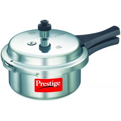 Prestige Popular Aluminium Pressure Cooker with Outer Lid, 2 Litres, Silver