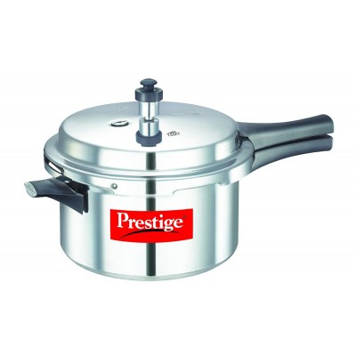 Prestige Popular Aluminium Pressure Cooker with Outer Lid, 4 Litres, Silver