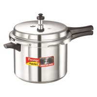 Prestige Popular Plus Induction Base Aluminium Pressure Cooker with Outer Lid, 10 Litres, Silver