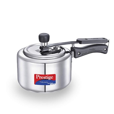 Prestige Nakshatra Alpha Svachh 20244 Straight Wall Stainless Steel 2L Pressure Cooker, with deep lid for Spillage Control