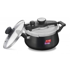 Prestige Clip On Hard Anodised Handi Pressure Cooker with Glass Lid (5 Litres, Black)