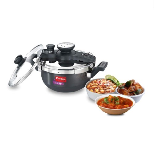 Prestige Lid 2 Litre Metallic Silver+Clip on Mini Pressure Cooker