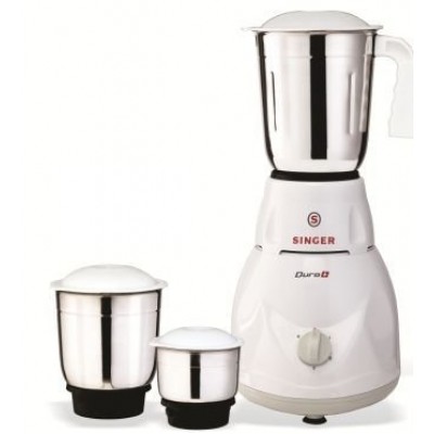 Singer Duro Plus 500-Watt Mixer Grinder with 3 Jars (White)