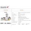 Sujata Multimix, Mixer Grinder with Juicer & Coconut Milk Extractor Attachment, 900 Watts, 3 Jars, (White)