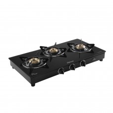 Sunflame Classic 3 burner Glass Top Gas Stove (Manual Ignition, Black) 