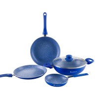 Wonderchef Royal Velvet Induction Base Aluminium Cookware Set, 5-Pieces, Blue