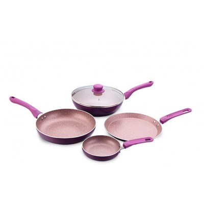 Wonderchef Royal Velvet Induction Base Aluminium Cookware Set, 5-Pieces, Purple